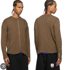 Kiko Kostadinov Harkman Knit Zip Cardigan in Marron NWOT designer fall casual